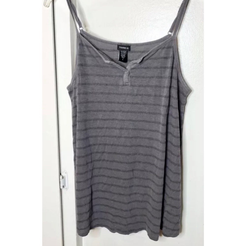 Torrid Grey Stripe Tank with Spaghetti Straps Size 1X